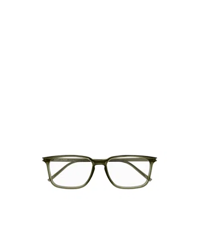 Saint Laurent Sl645f Rectangle-frame Glasses In Green