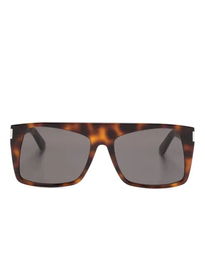 Saint Laurent Sl651 Oversize-frame Sunglasses In Brown