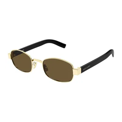 Saint Laurent Sl706001 Oval Full Rim Sunglasses In Gray
