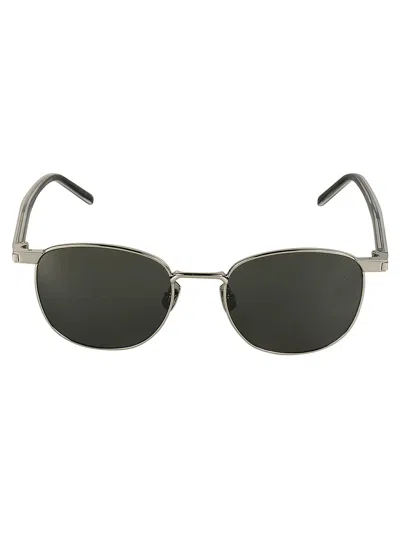 Saint Laurent Sl747 Sunglasses In Silver-crystal-grey