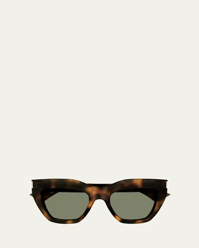 Saint Laurent Sl759 Recycled Acetate Square Sunglasses In Havana