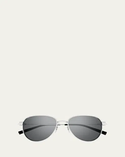 Saint Laurent Sl772 Metal Aviator Sunglasses In Silver