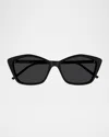 Saint Laurent Sl775 Cat-eye Acetate Sunglasses In Shiny Solid Black