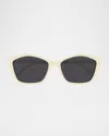 Saint Laurent Sl775 Cat-eye Acetate Sunglasses In Shiny Solid Ivory