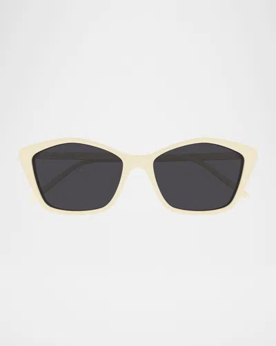 Saint Laurent Sl775 Cat-eye Acetate Sunglasses In Shiny Solid Ivory