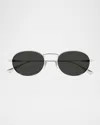 Saint Laurent Sl799 Round Metal Sunglasses In Shiny Silver