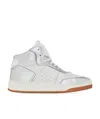 Saint Laurent Sl/80 Mid-top Sneakers In Smooth And Grained Leather In White