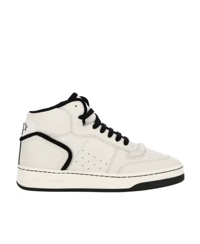 Saint Laurent Sl/80 Mid-top Sneakers In Smooth And Grained Leather In Pink