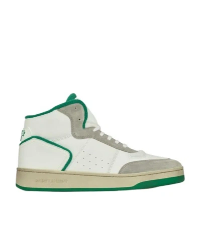 Saint Laurent Sl/80 Sneakers In Leather And Suede In White