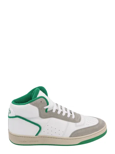Saint Laurent Sl/80 皮质运动鞋 In White,green