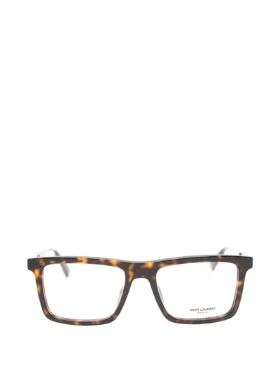 Saint Laurent Sl906 Rectangle-frame Glasses In Brown