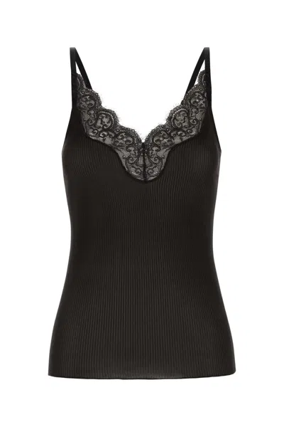 Saint Laurent Slate Silk Tank Top In Brown