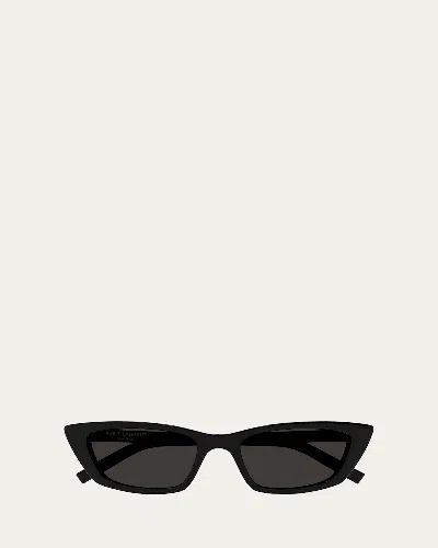 Saint Laurent Sleek Acetate Cat-eye Sunglasses In Black