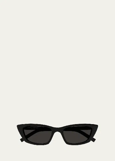 Saint Laurent Sleek Acetate Cat-eye Sunglasses In Havana