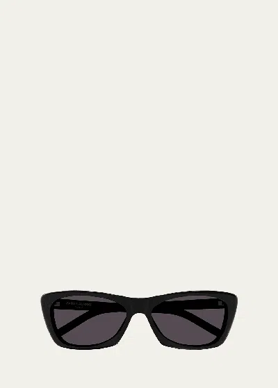 Saint Laurent Sleek Acetate Cat-eye Sunglasses In Black