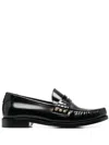 SAINT LAURENT SLEEK AND SOPHISTICATED BLACK LEATHER LOAFERS FOR WOMEN FROM SAINT LAURENT FW23 COLLECTION