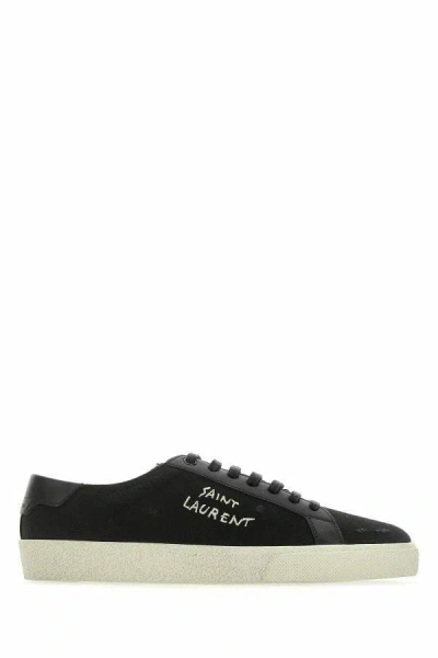 Saint Laurent Sleek Black Canvas & Leather Low-top Sneakers