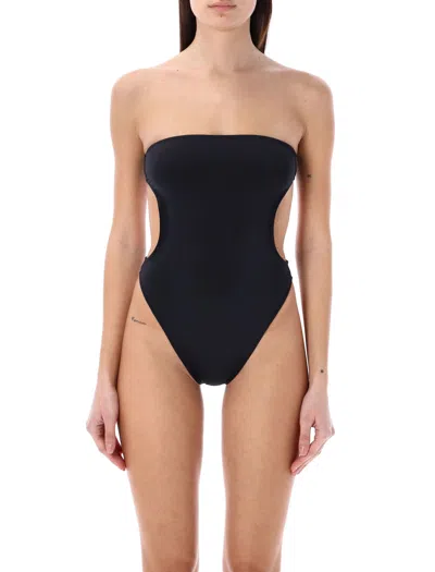 Saint Laurent Sleek Black Cut-out One-piece Swimsuit For Women