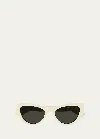 Saint Laurent Sleek Logo Plastic Cat-eye Sunglasses In Black