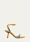 Saint Laurent Kitty Mirrored-leather Sandals In Tangerine