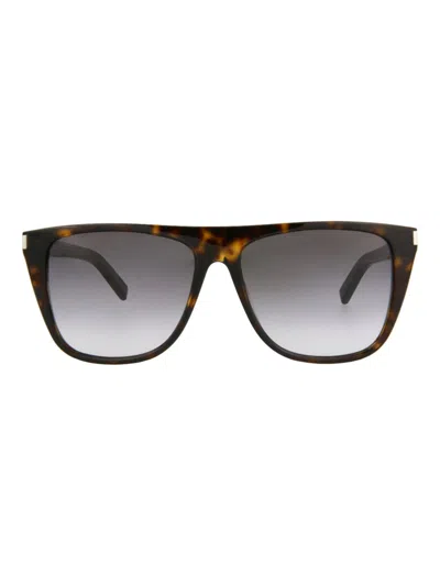 Saint Laurent Sleek Square Acetate Unisex Sunglasses In Brown