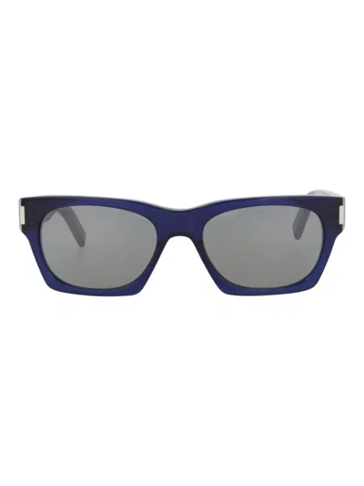 Saint Laurent Sleek Square Unisex Sunglasses In Blue