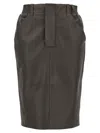 Saint Laurent Leather Skirt In Gray