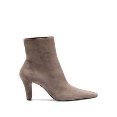 Saint Laurent Sleek Velvet Booties In Light B/mickey Gry