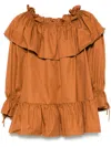 Saint Laurent Sleeve Dress In Brown