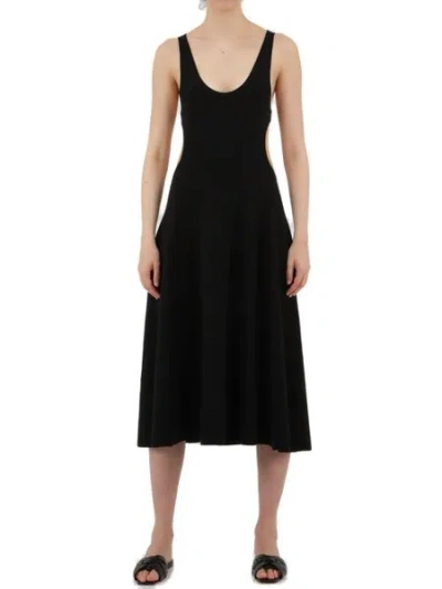 Saint Laurent Cut-out Wool Dress In Black