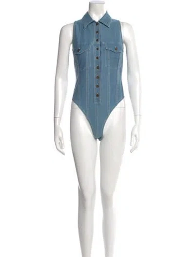 Pre-owned Saint Laurent Sleeveless Bodysuit In Blue