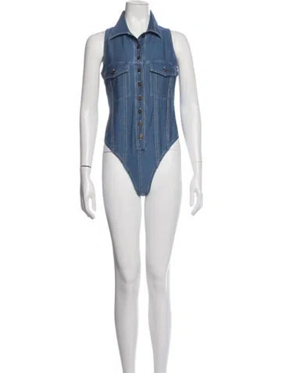 Pre-owned Saint Laurent Sleeveless Bodysuit In Blue