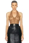 Saint Laurent Sleeveless Bodysuit In Noisette