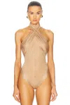 Saint Laurent Sleeveless Bodysuit In Noisette