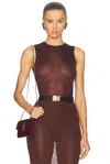 Saint Laurent Sleeveless Bodysuit In Prune