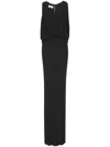 Saint Laurent Shoulder-baring Long Dress With Gathered Accents In Black