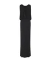 Saint Laurent Shoulder-baring Long Dress With Gathered Accents In Black