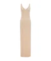Saint Laurent Metallic Knitted Maxi Dress In Nude