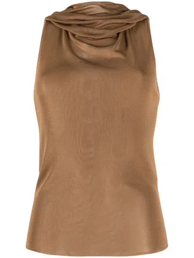 Saint Laurent Women's Hooded Top In Viscose In Noisette
