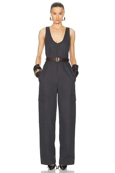 Saint Laurent Sleeveless Jumpsuit In Gris Fonce