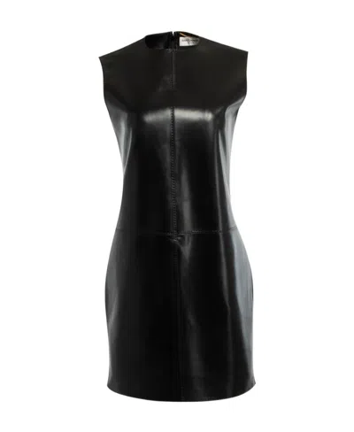 SAINT LAURENT SLEEVELESS LEATHER MINIDRESS
