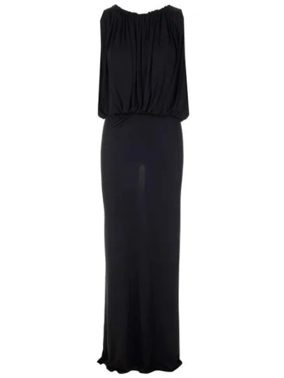 Saint Laurent Long Dress In Shiny Jersey In Black