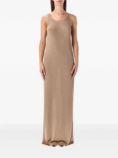 Saint Laurent Sleeveless Maxi Dress In Neutral