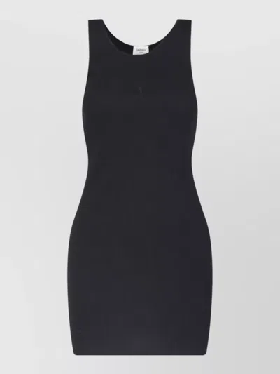 Saint Laurent Sleeveless Ribbed Top Mini Cut In Blue
