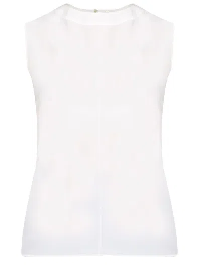 Saint Laurent Sleeveless Satin Tank Top In White