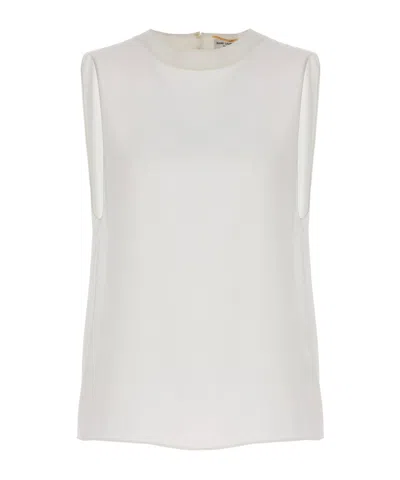 Saint Laurent Sleeveless Satin Tank Top In White