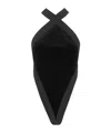 Saint Laurent Crossneck Bodysuit Top In Black