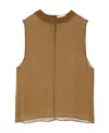 Saint Laurent Sleeveless Silk Top In Brown