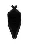 Saint Laurent Crossneck Bodysuit Top In Nero