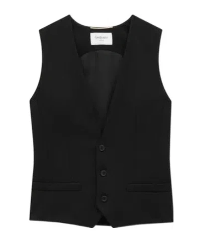 Saint Laurent Sleeveless Vest In Black